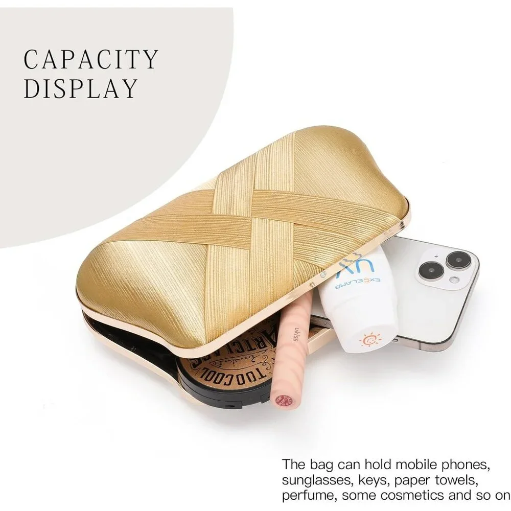 ⚡ Women's Silk Satin Fabric Clutch Crossbody Formal Party Wedding Gold Bag
